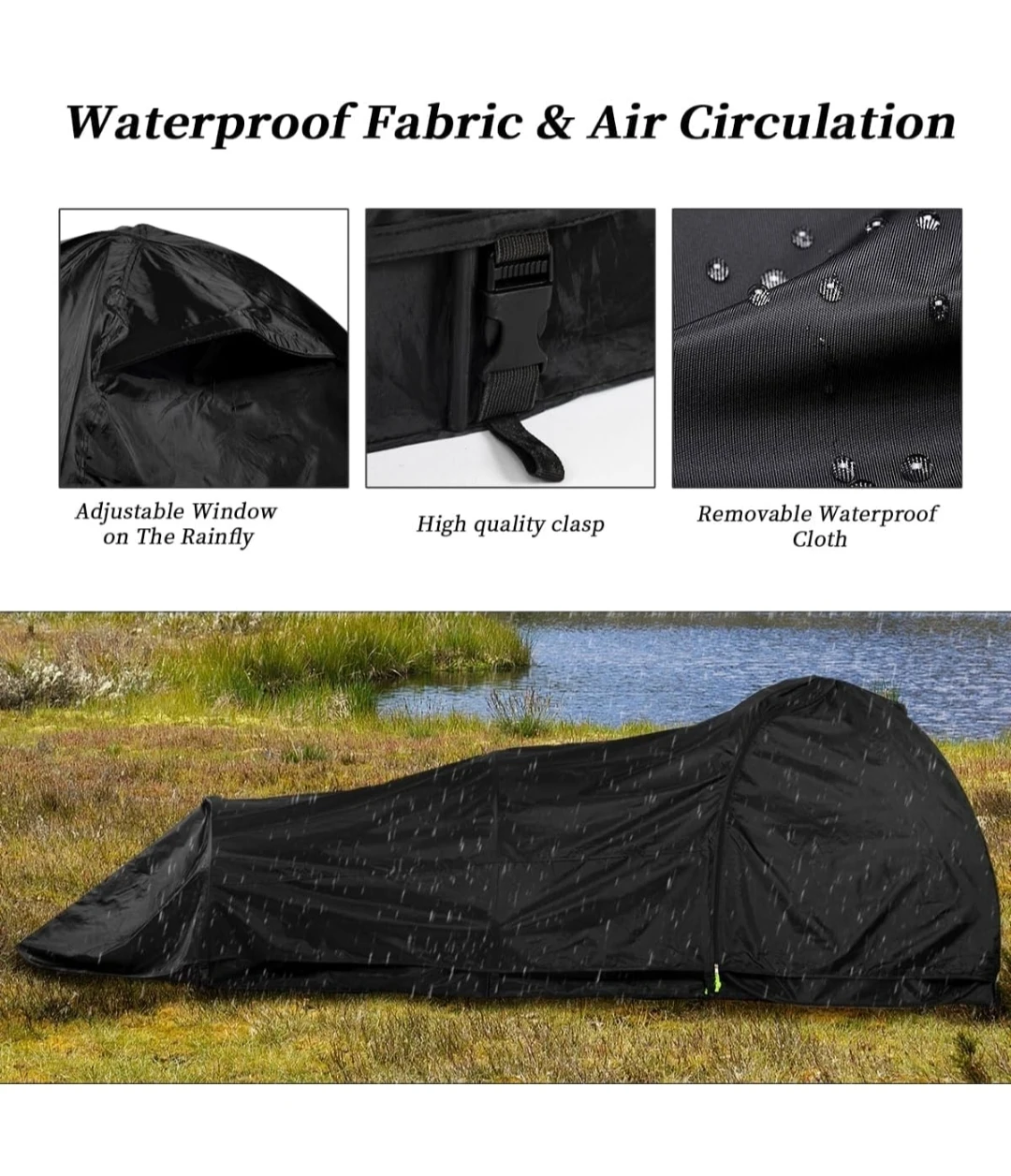 L RUNNERZ Portable 1 Person Tent - Black
