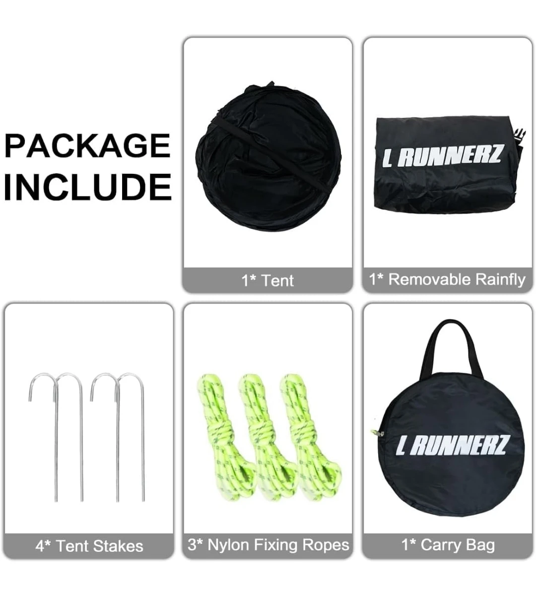 L RUNNERZ Portable 1 Person Tent - Black - photo 2