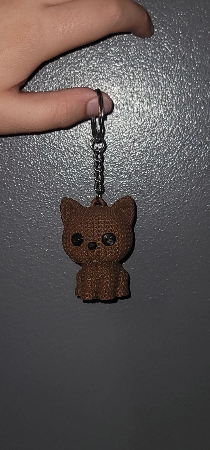 cute knitted Brown Kitten Keychain