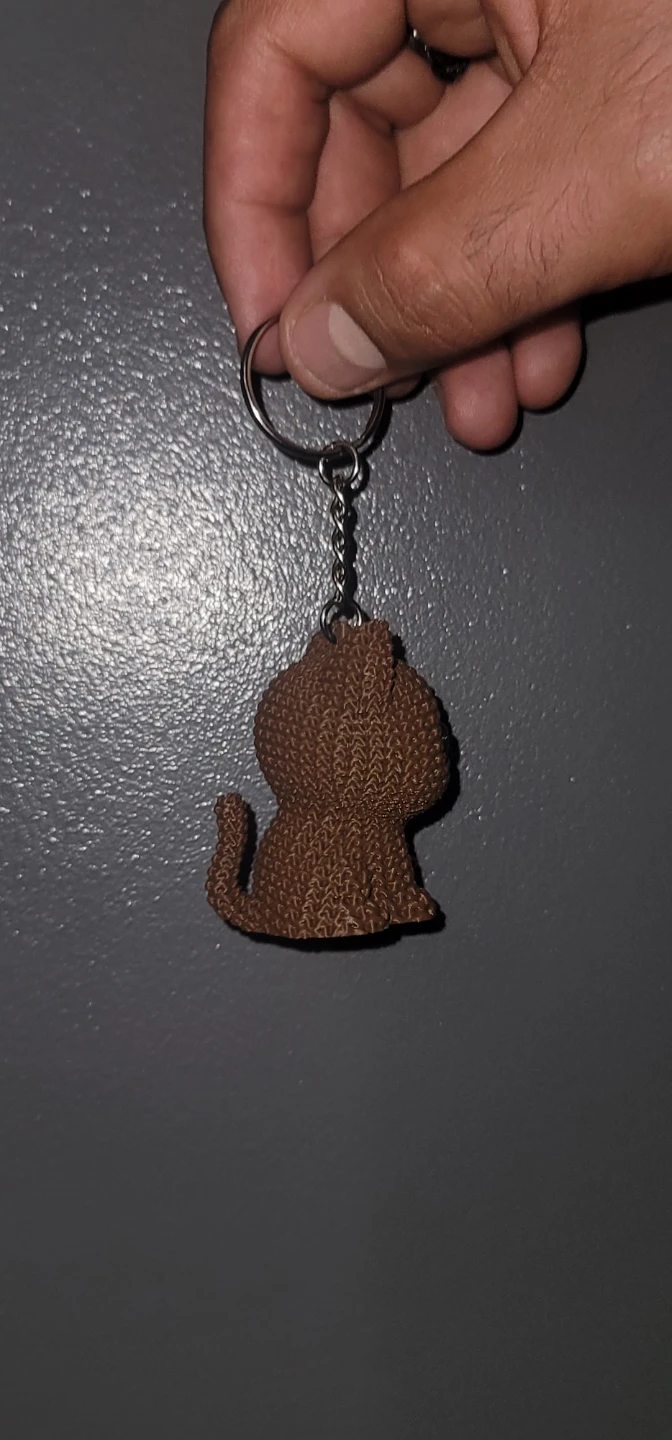 cute knitted Brown Kitten Keychain - photo 2