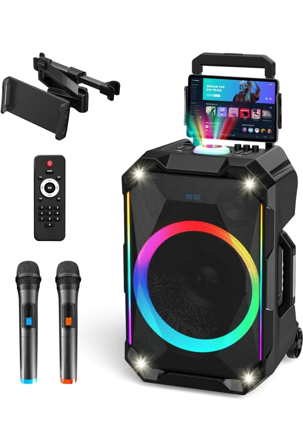 Portable PA Speaker with 2 Microphones & Remote