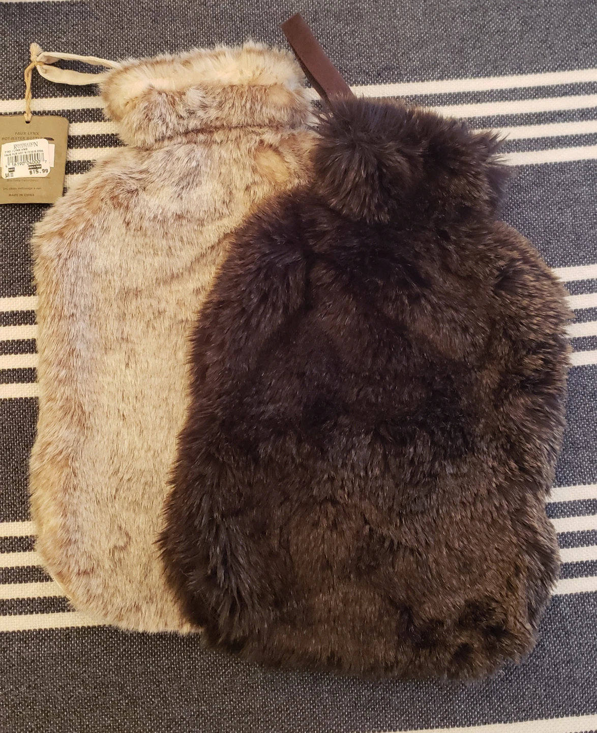 Restoration Hardware Luxe Faux Lynx Hot-Water-Bottle Covers