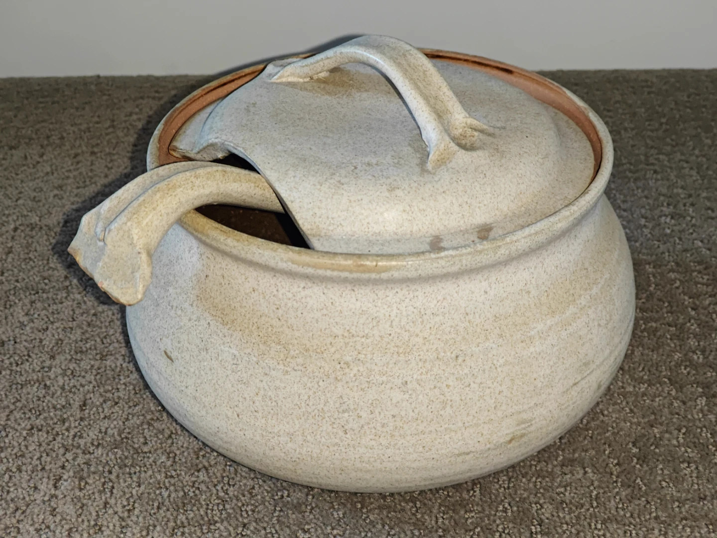 Large Casserole Pot Hand Crafted Vintage Art Pottery Dish Signed