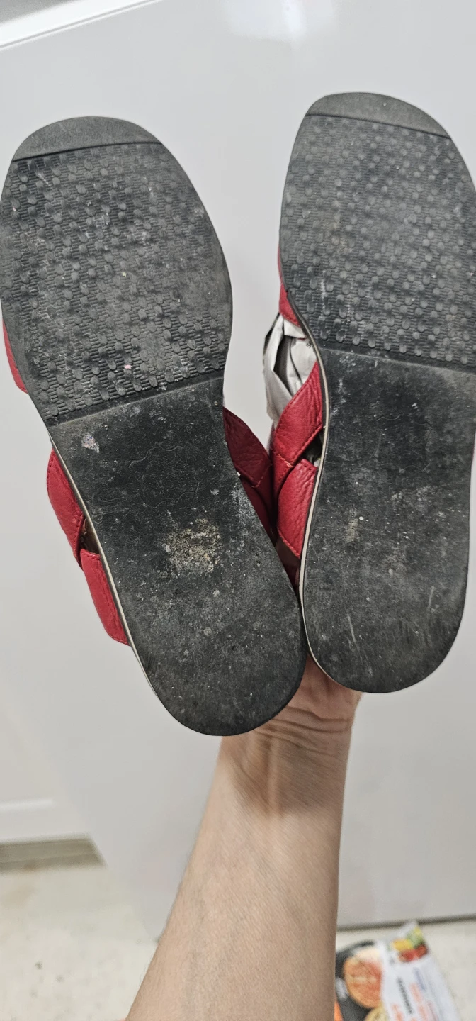 Red Leather Adjustable Strap Sandals - photo 4