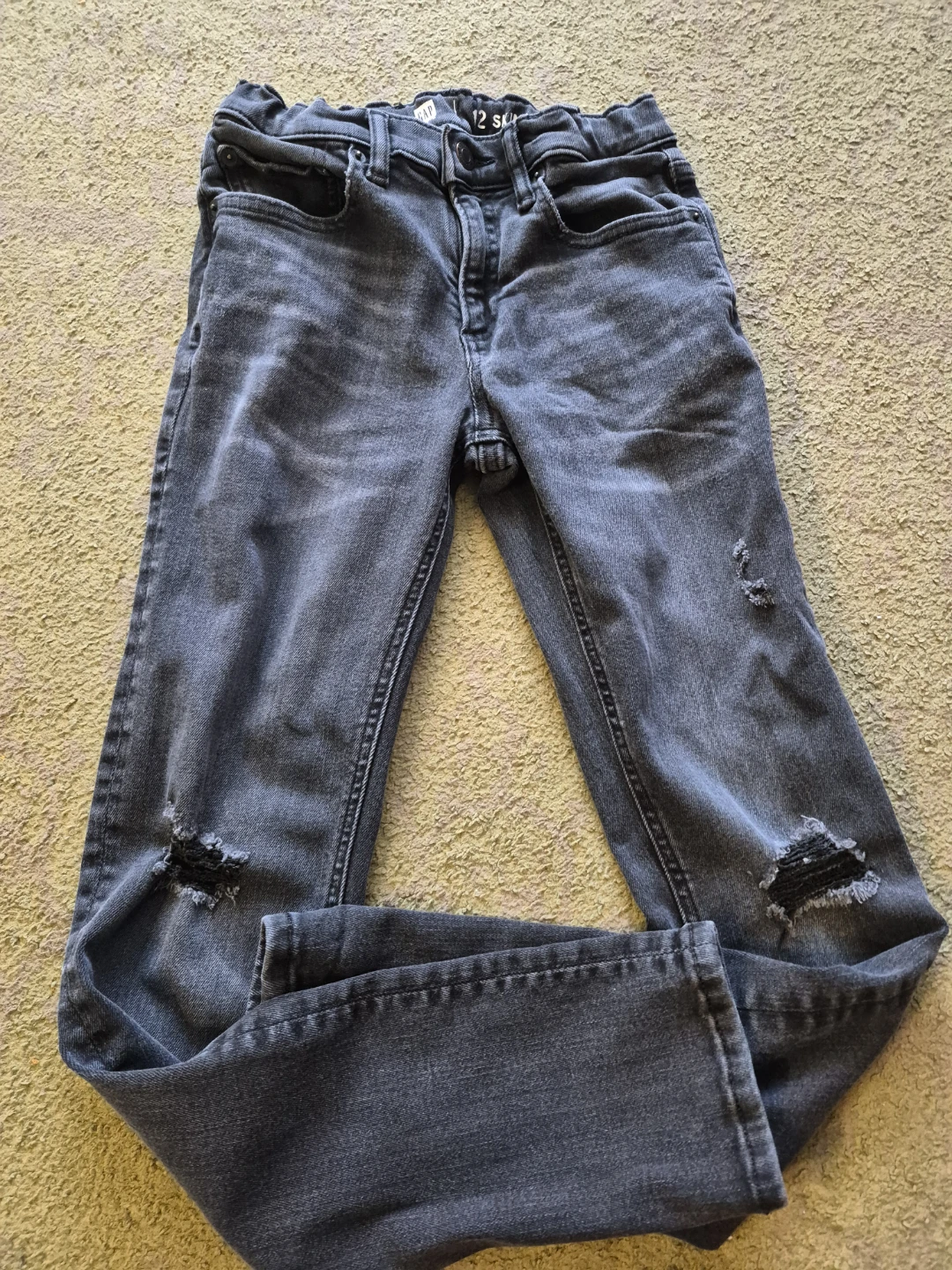 Gap Kids Boys Size 12 Slim Fit Grey Distressed Jeans