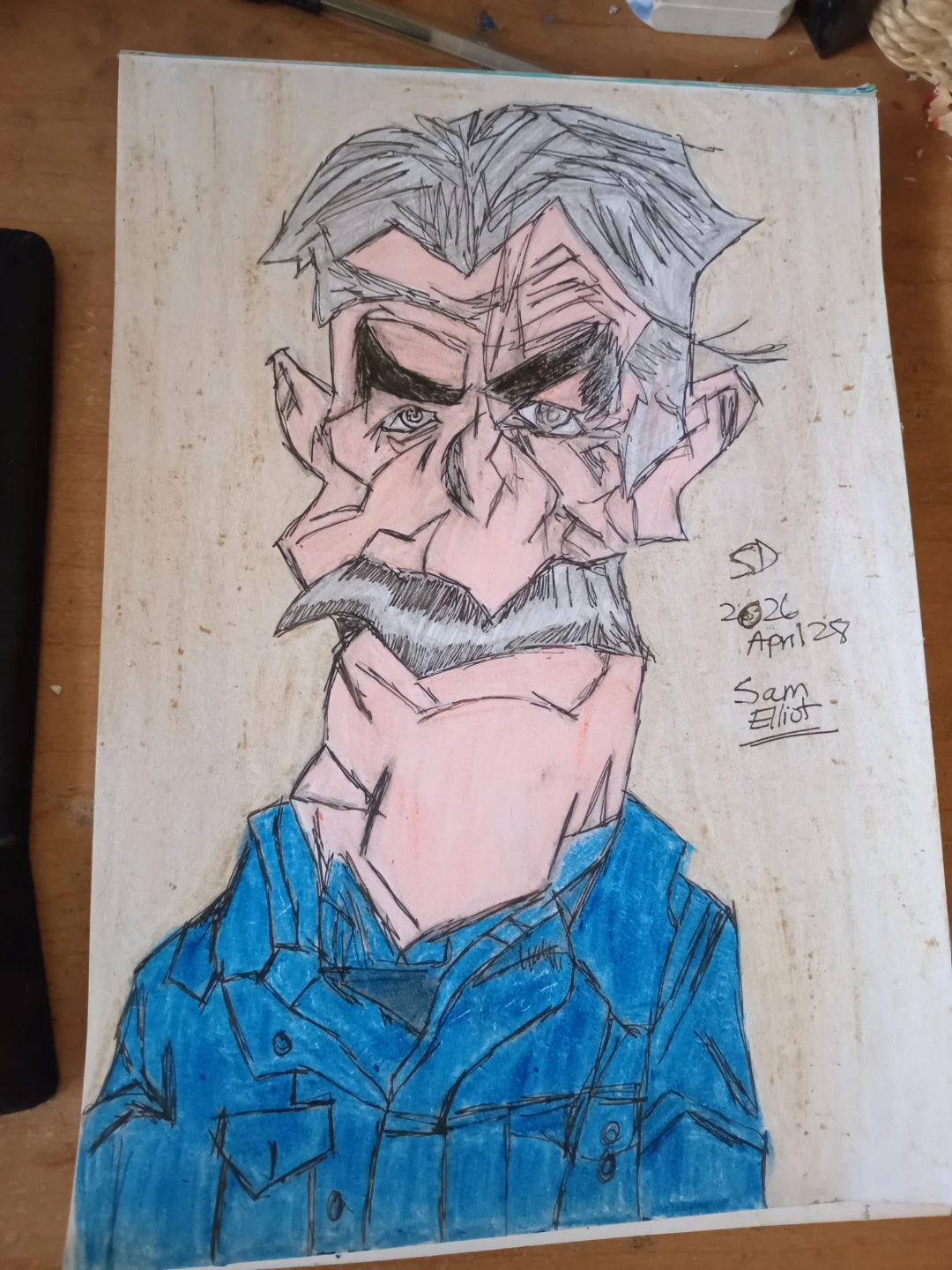 SAM ELLIOT DRAWING BY CUSTOM ARTIST SHERWIN