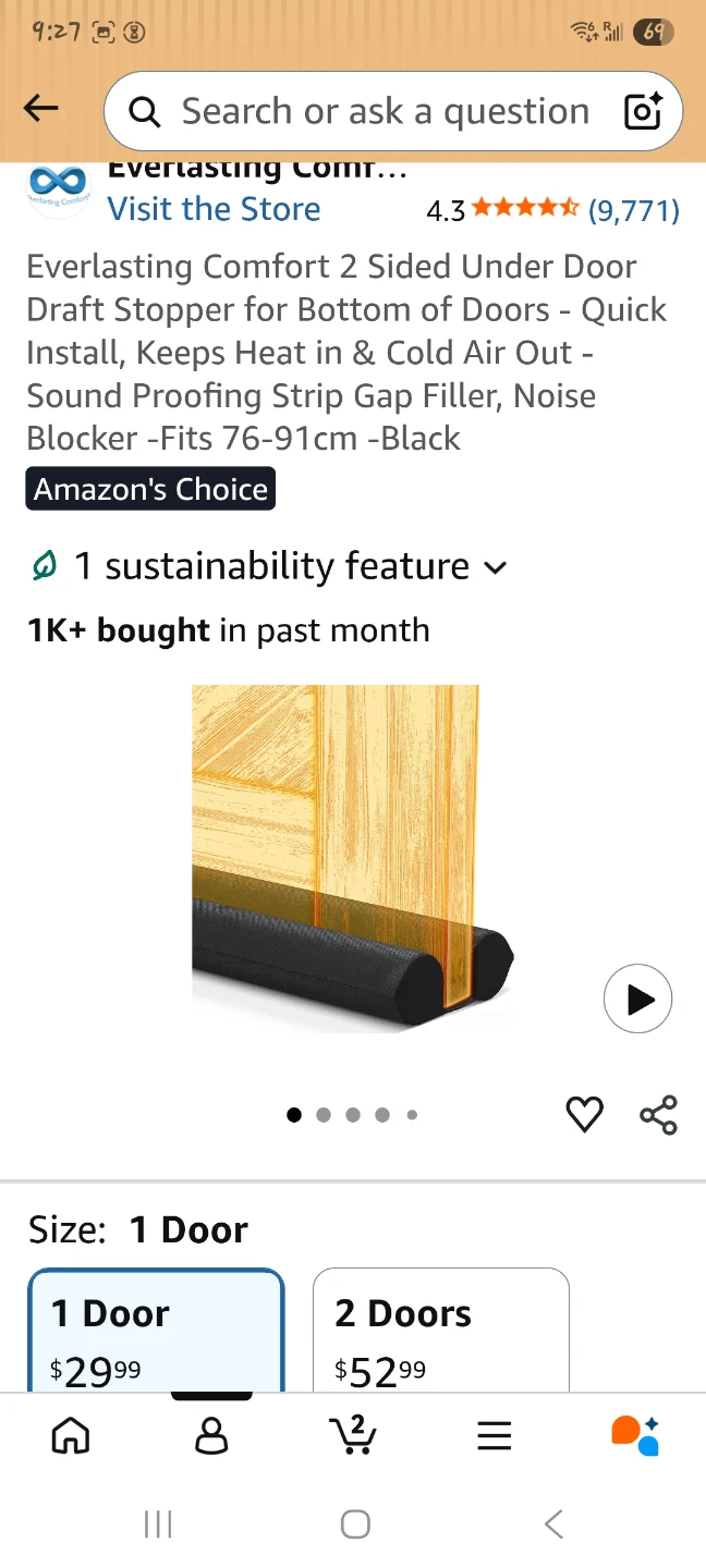 🌱Under Door Draft Stopper - Black