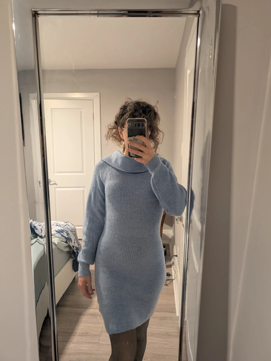Light Blue Off-the-Shoulder Sweater Dress H&M - photo 3