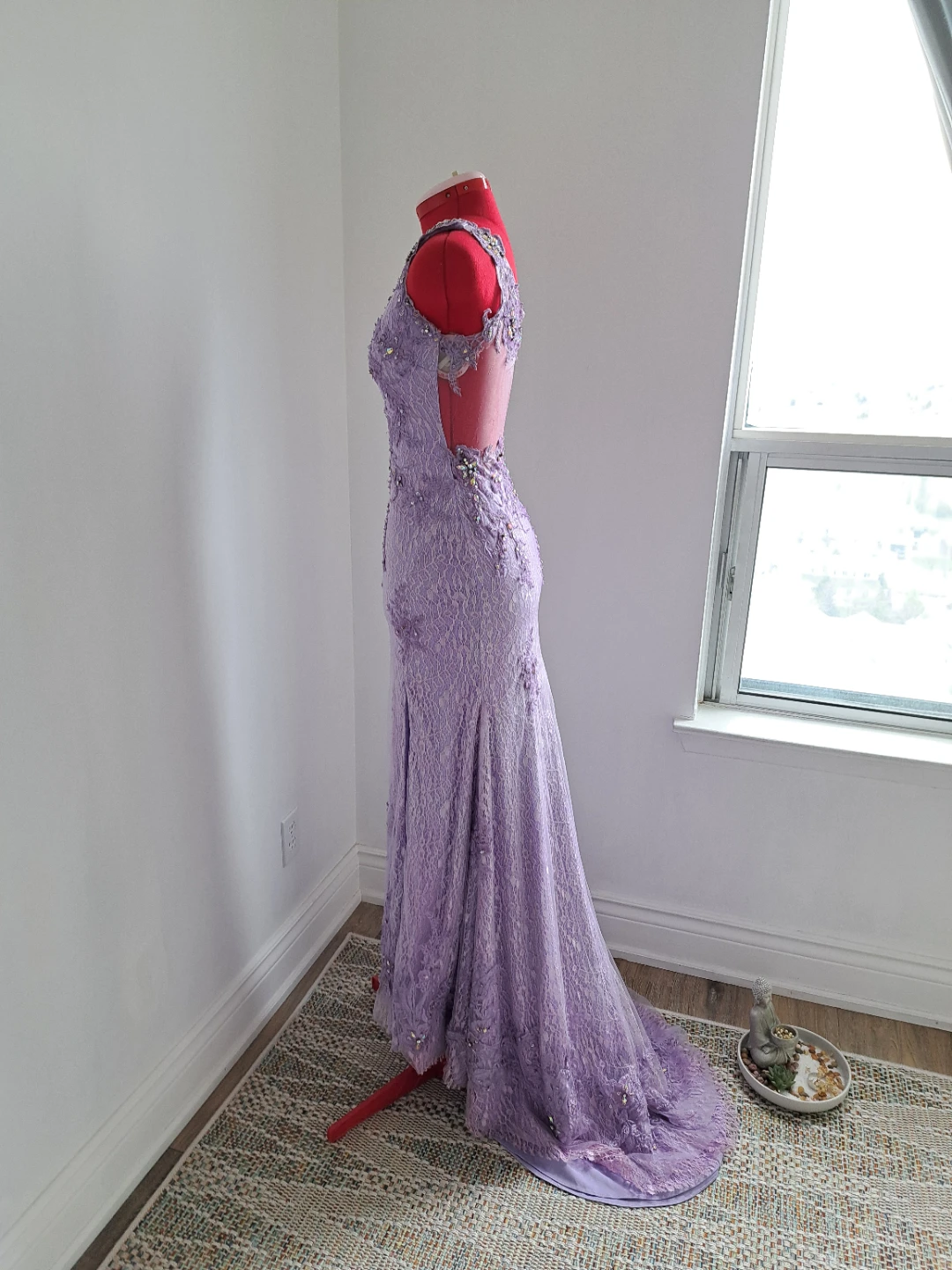 Lavender Lace One-Shoulder Evening Gown - photo 4