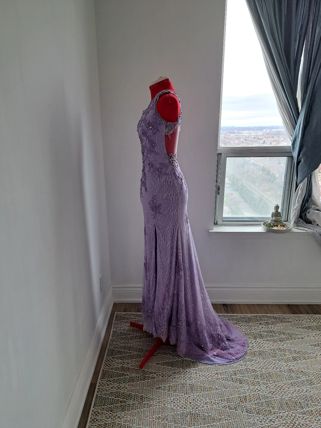 Lavender Lace One-Shoulder Evening Gown - photo 5