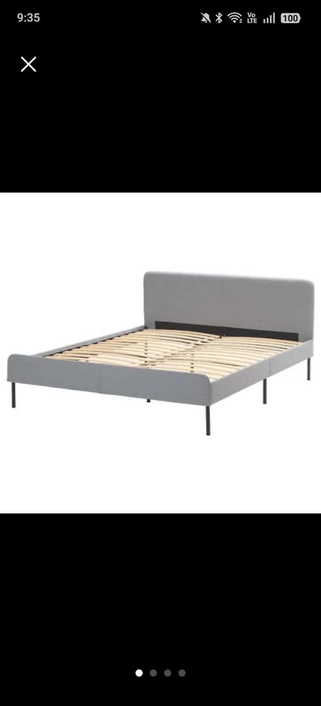 IKEA SLATTUM Upholstered Bed Frame - Queen, Vissle Dark Gray - photo 2