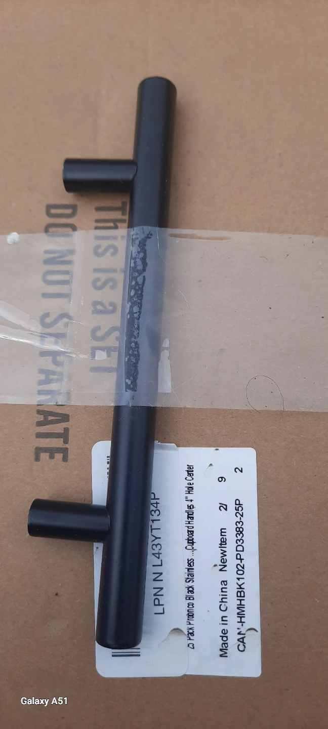 Probrico Black Stainless Steel Cupboard Handle - 4" Hole Center