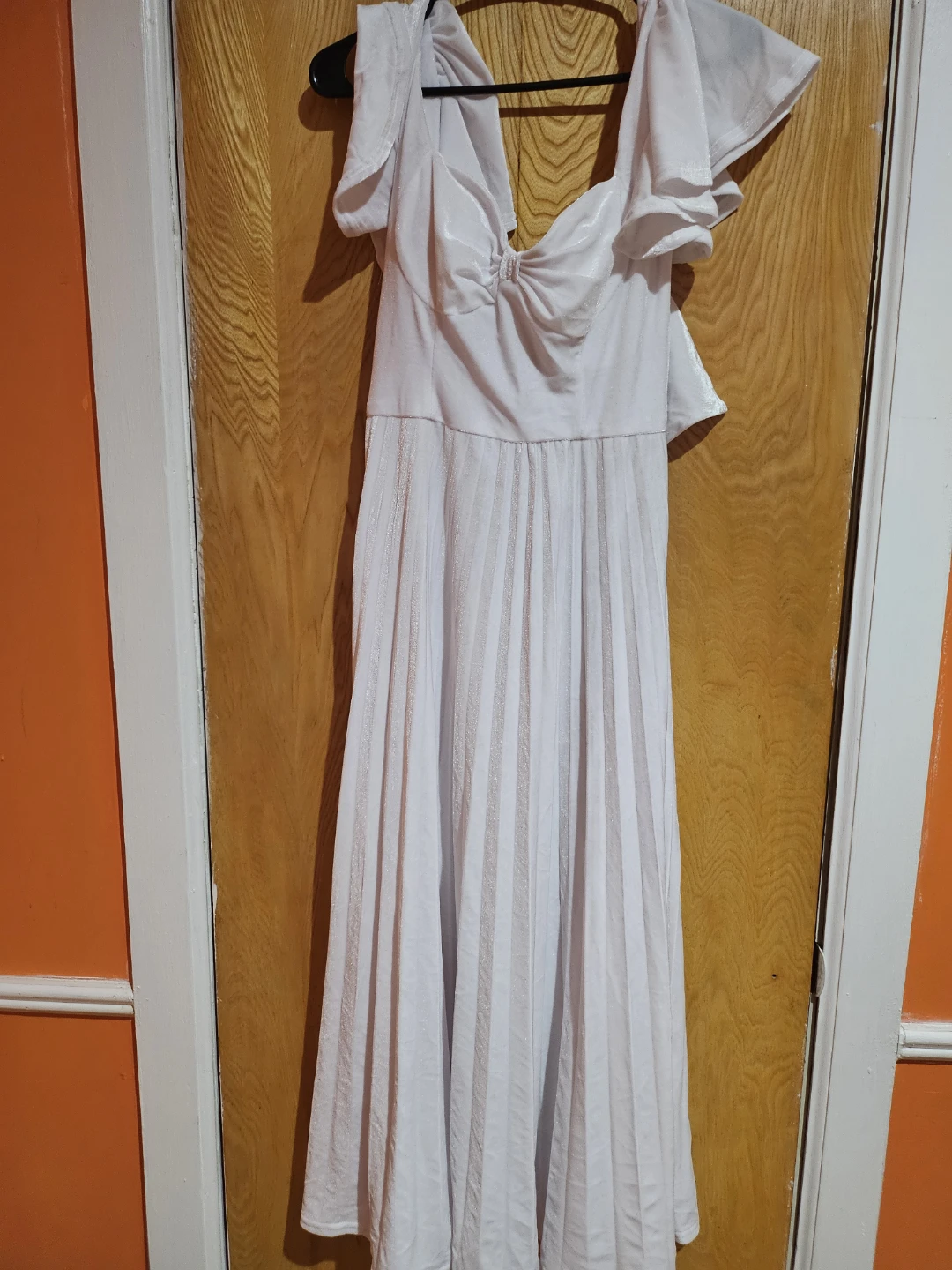 White Ruffle Off-Shoulder Maxi Dress - photo 2