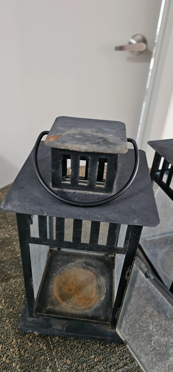 Set of 2 Black Metal Lanterns with Glass Panels 🌱 - photo 4