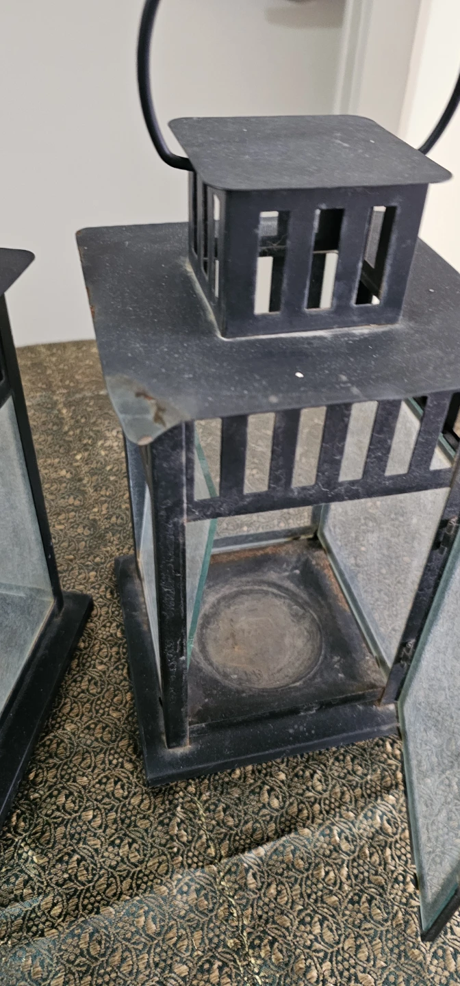 Set of 2 Black Metal Lanterns with Glass Panels 🌱 - photo 5