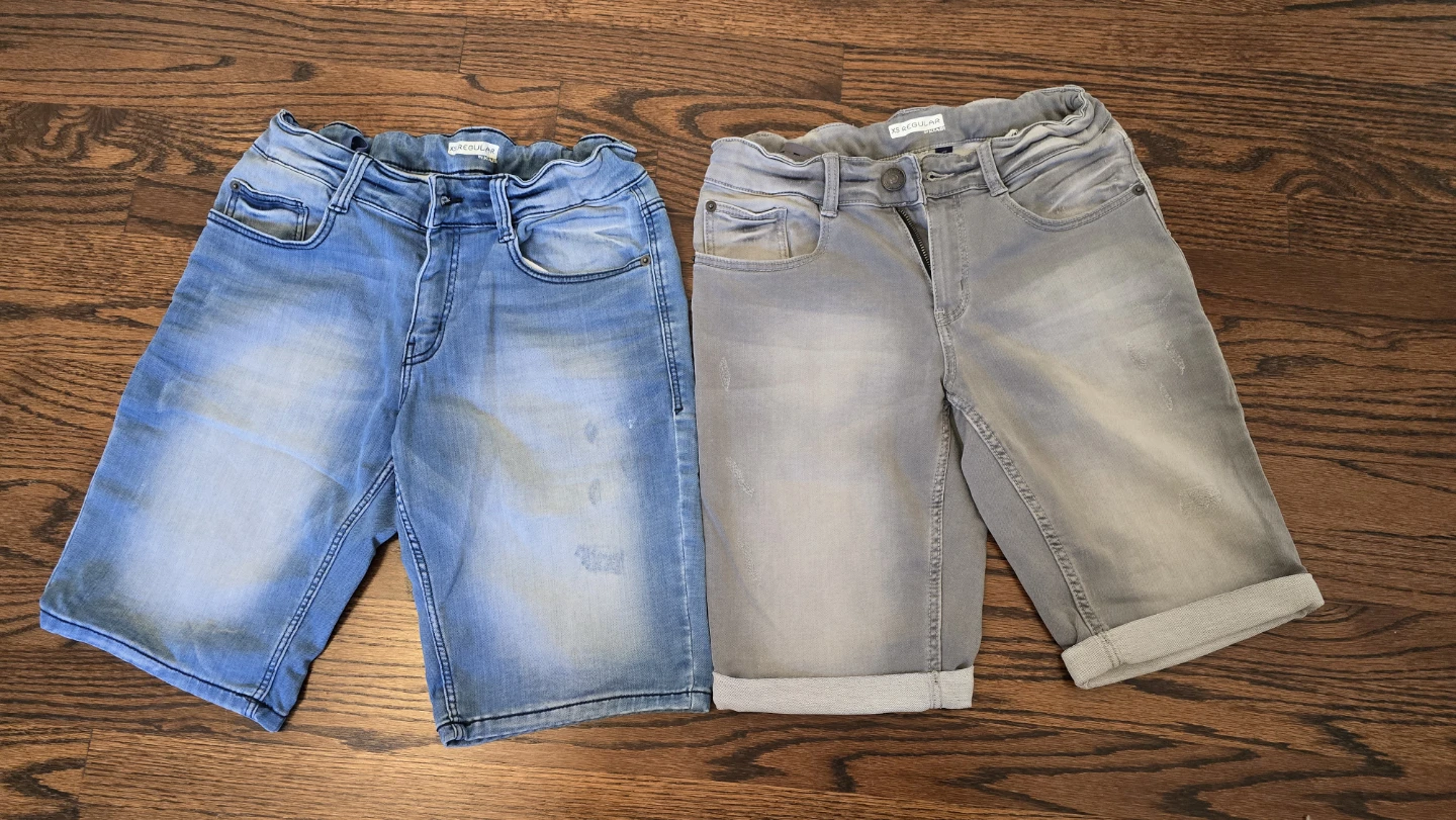 2 Denim Shorts - Blue & Grey Youth size 14Y