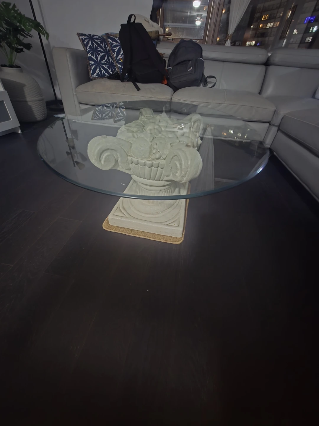 White Pedestal Fruit Basket Table - photo 3