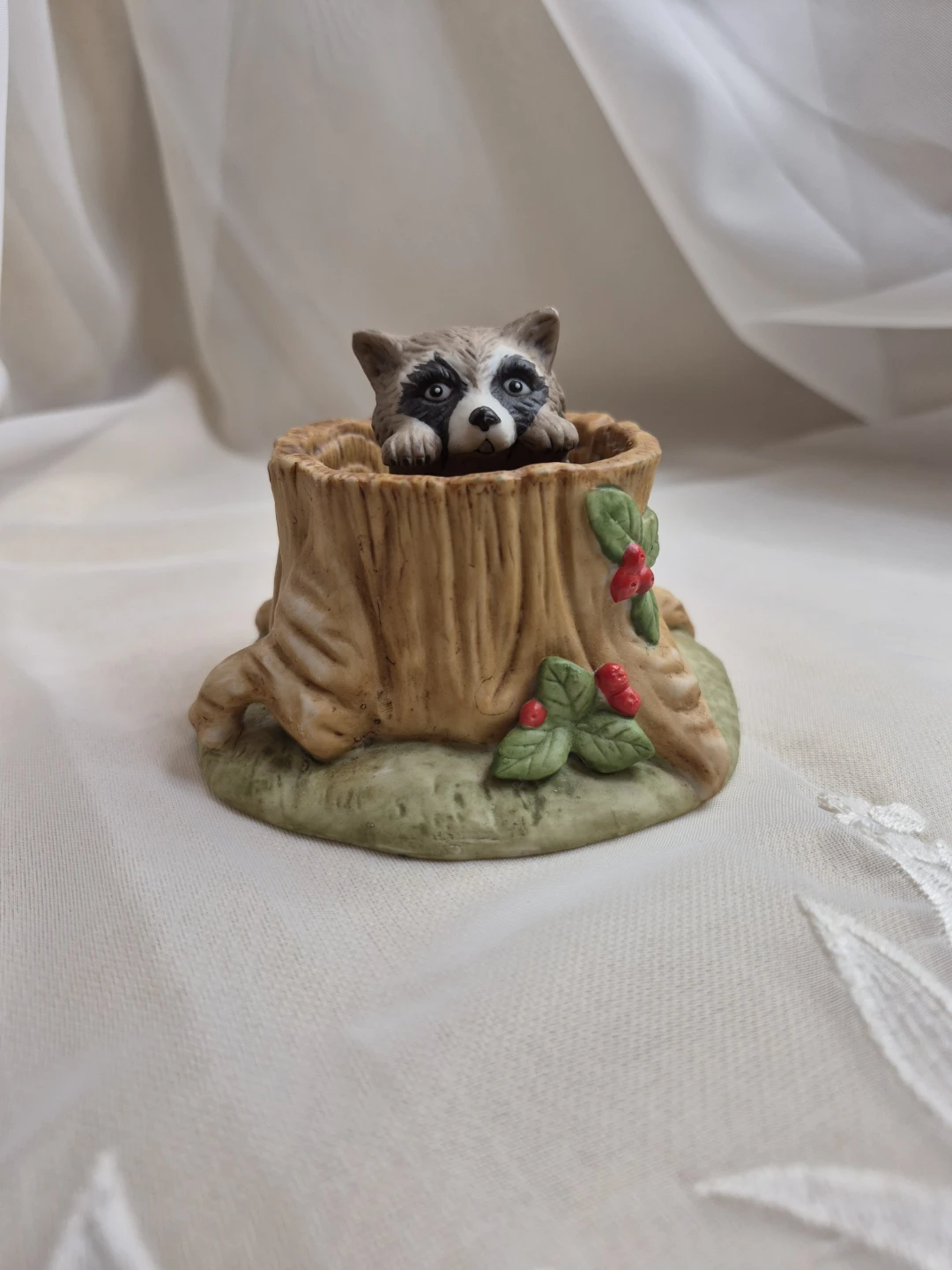 Franklin Porcelain Hand Painted 1984 Woodland Surprises - Racoon