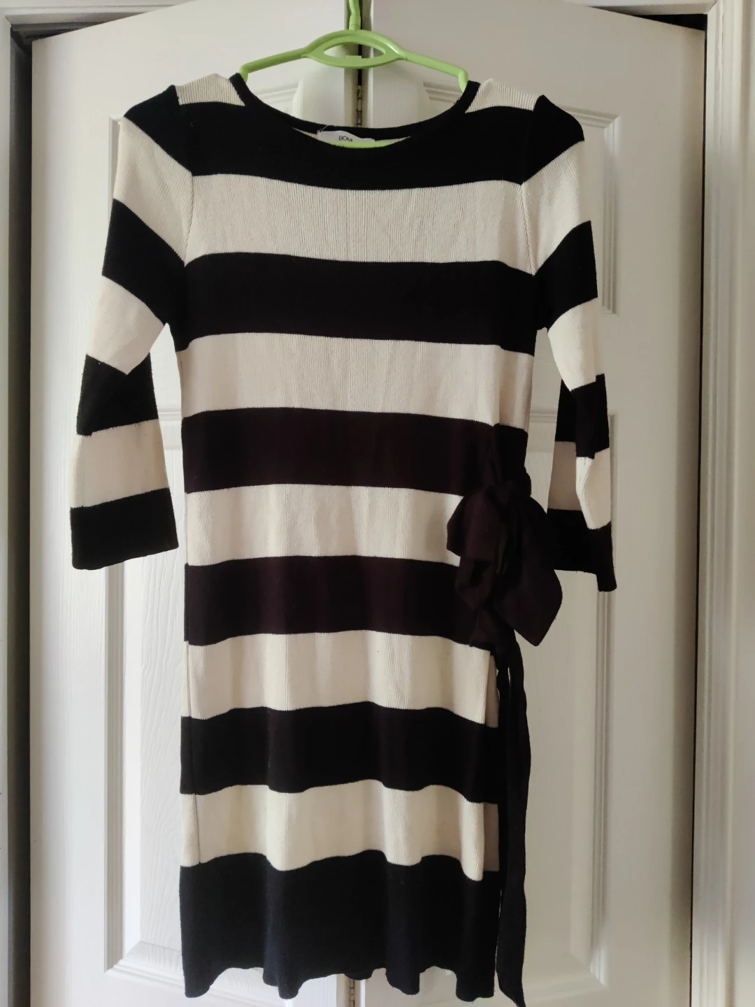 Black and White Striped Knit Dress