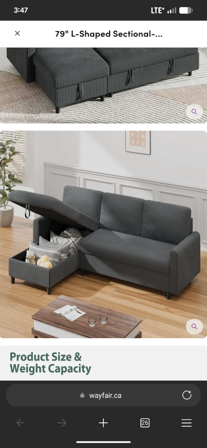79" L-Shaped Sectional Sofa with Storage - photo 2