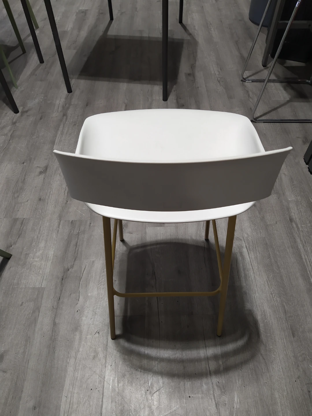 Almost New White Bar Stool with Yellow Legs - photo 2