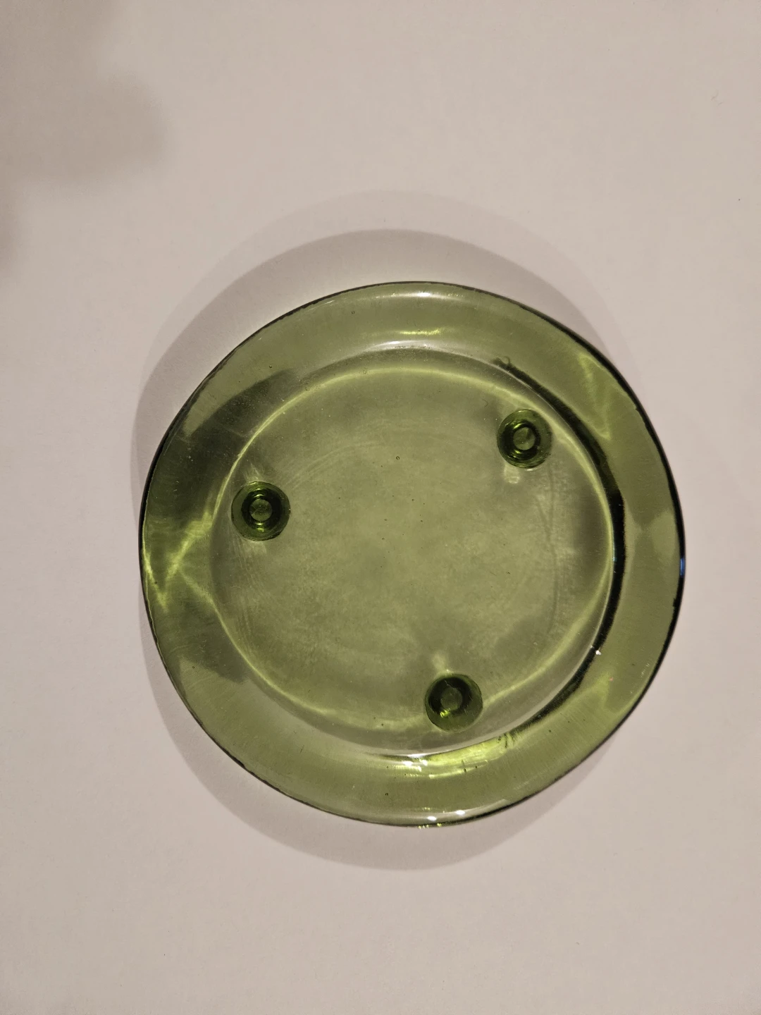 Green Glass Candle Holder Plate