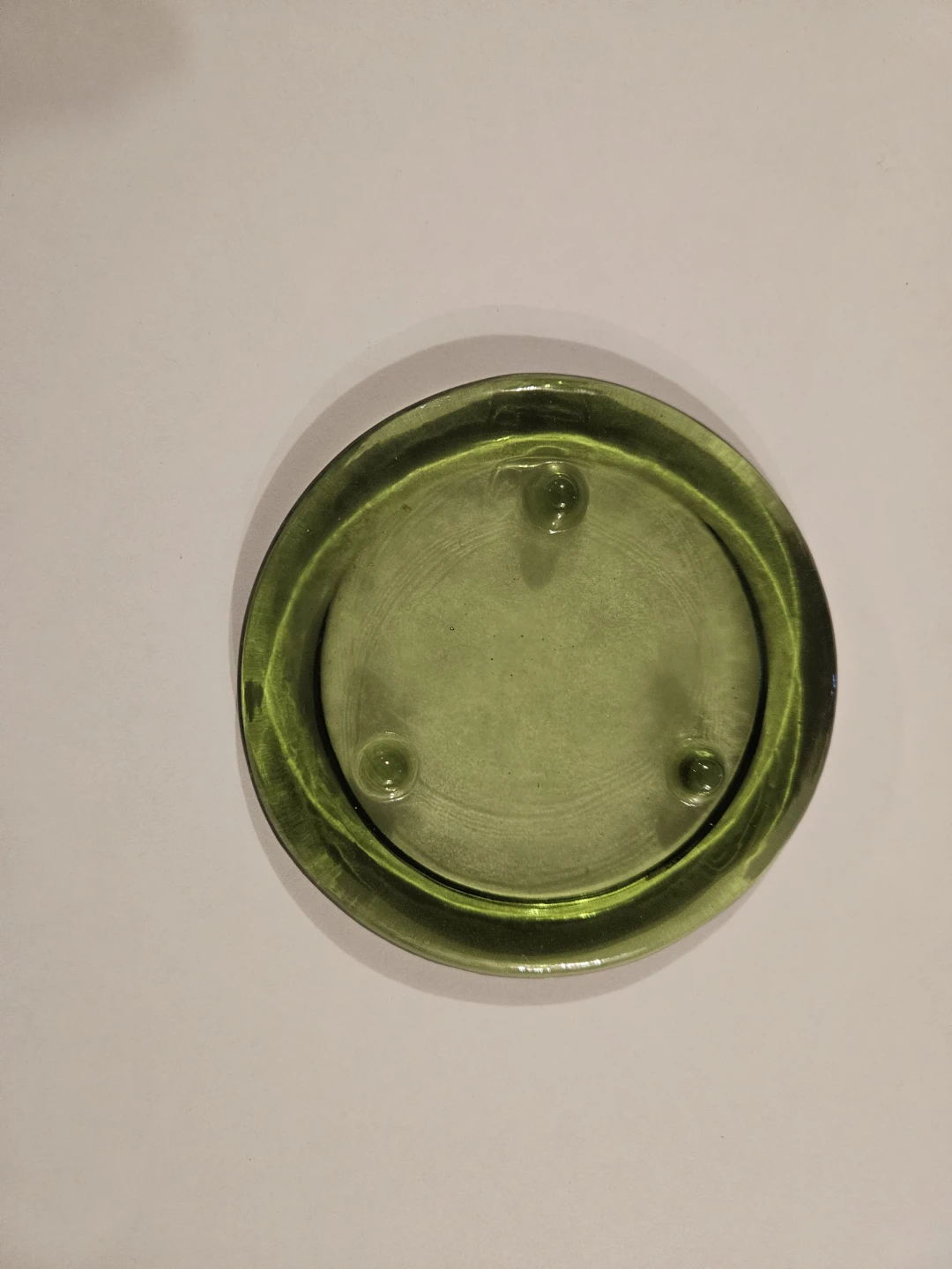 Green Glass Candle Holder Plate - photo 2