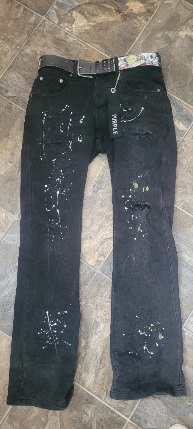 Purple Brand Black Paint Splatter Jeans Sz 30