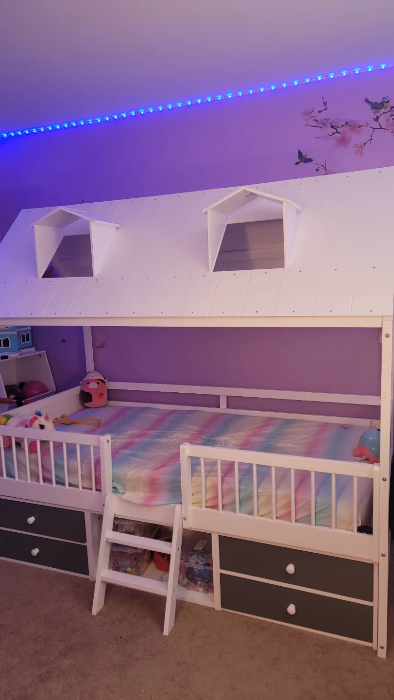 Kids House twin Bed Frame with Storage Drawers and mattress