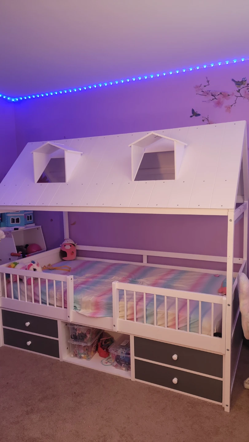 Kids House twin Bed Frame with Storage Drawers and mattress - photo 2