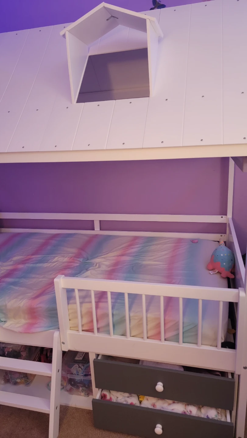 Kids House twin Bed Frame with Storage Drawers and mattress - photo 3