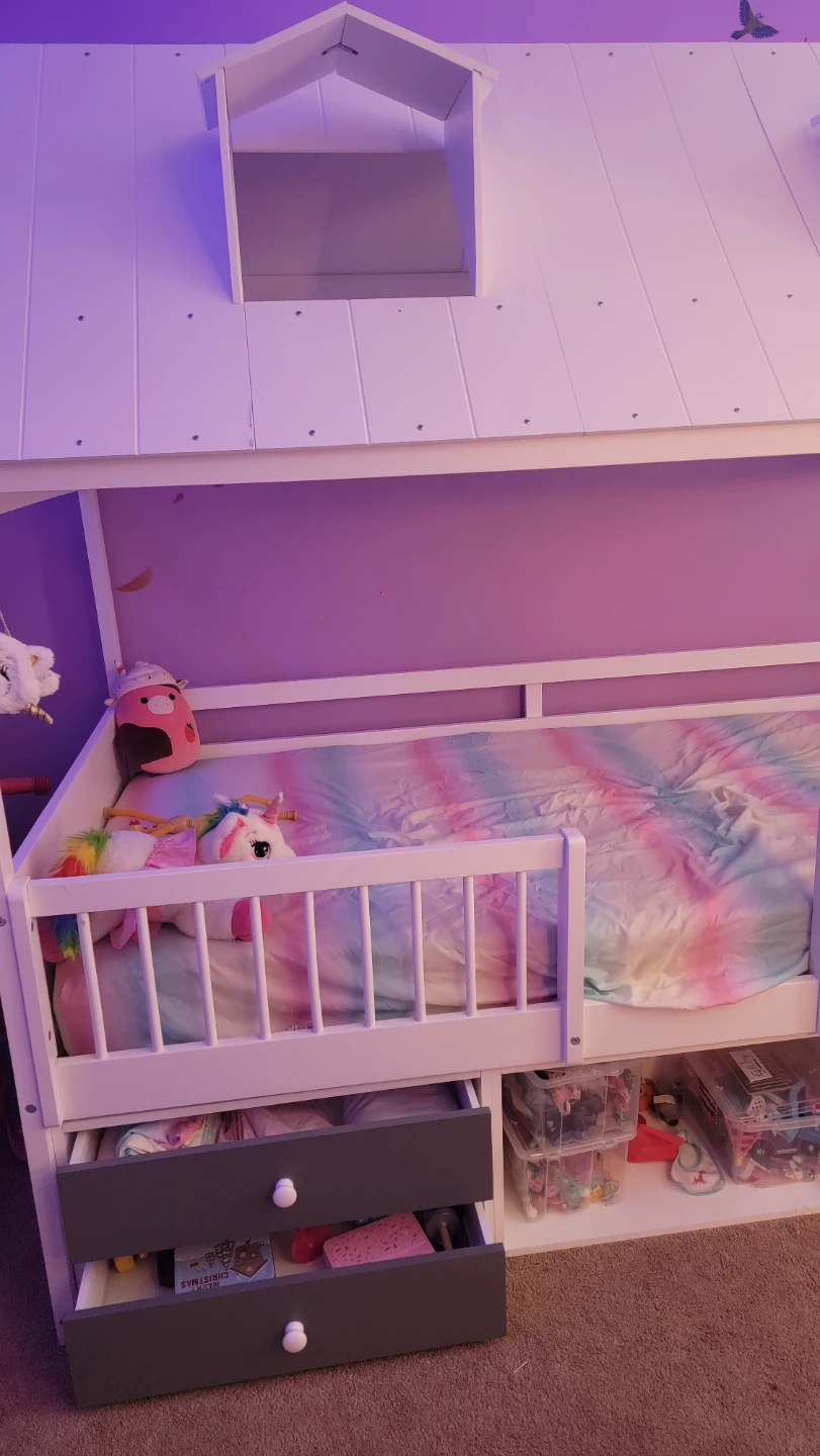 Kids House twin Bed Frame with Storage Drawers and mattress - photo 4