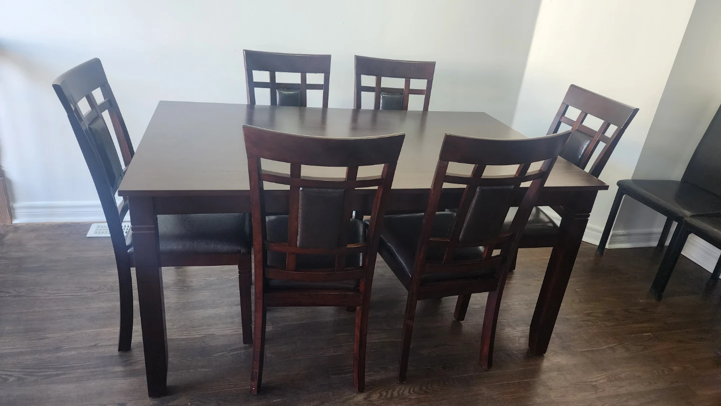 Dining table hardwood with 6 chairs - photo 3