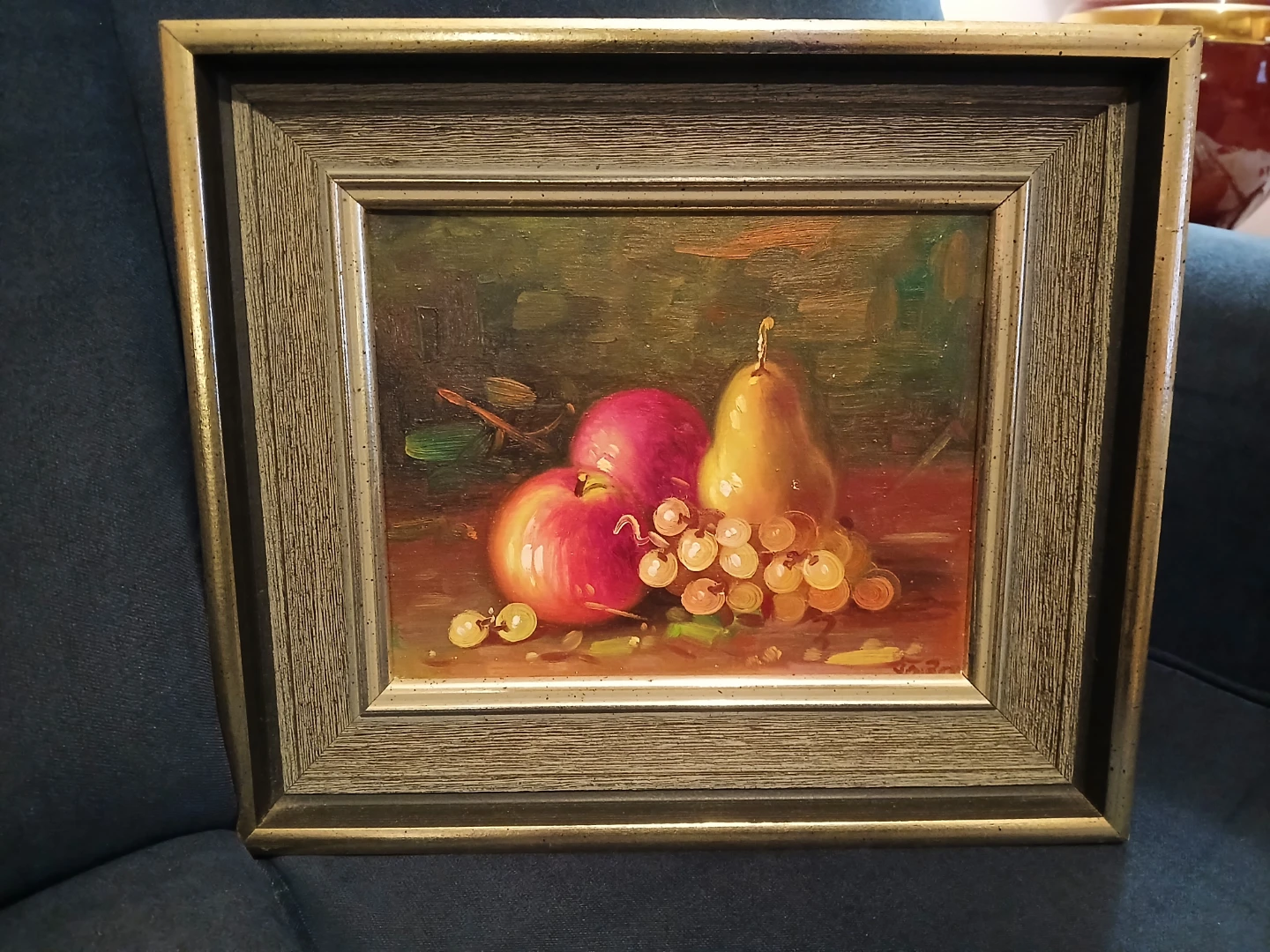 Framed Still Life Original Painting - Fruit and Vase