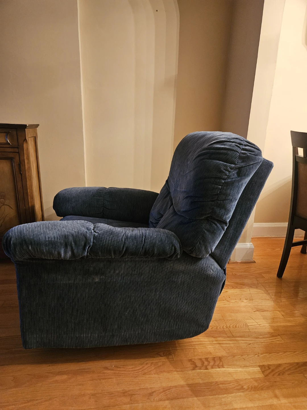 Blue Corduroy Recliner Chair