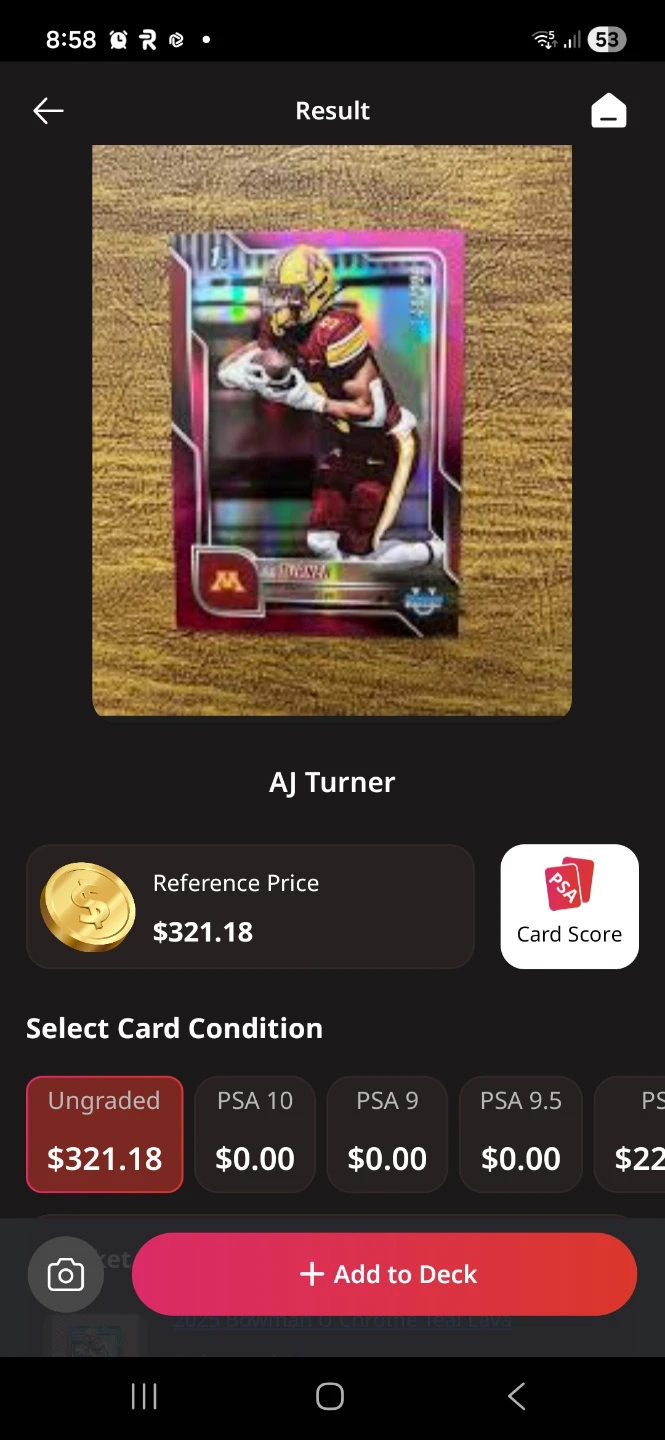 AJ Turner Football Card
