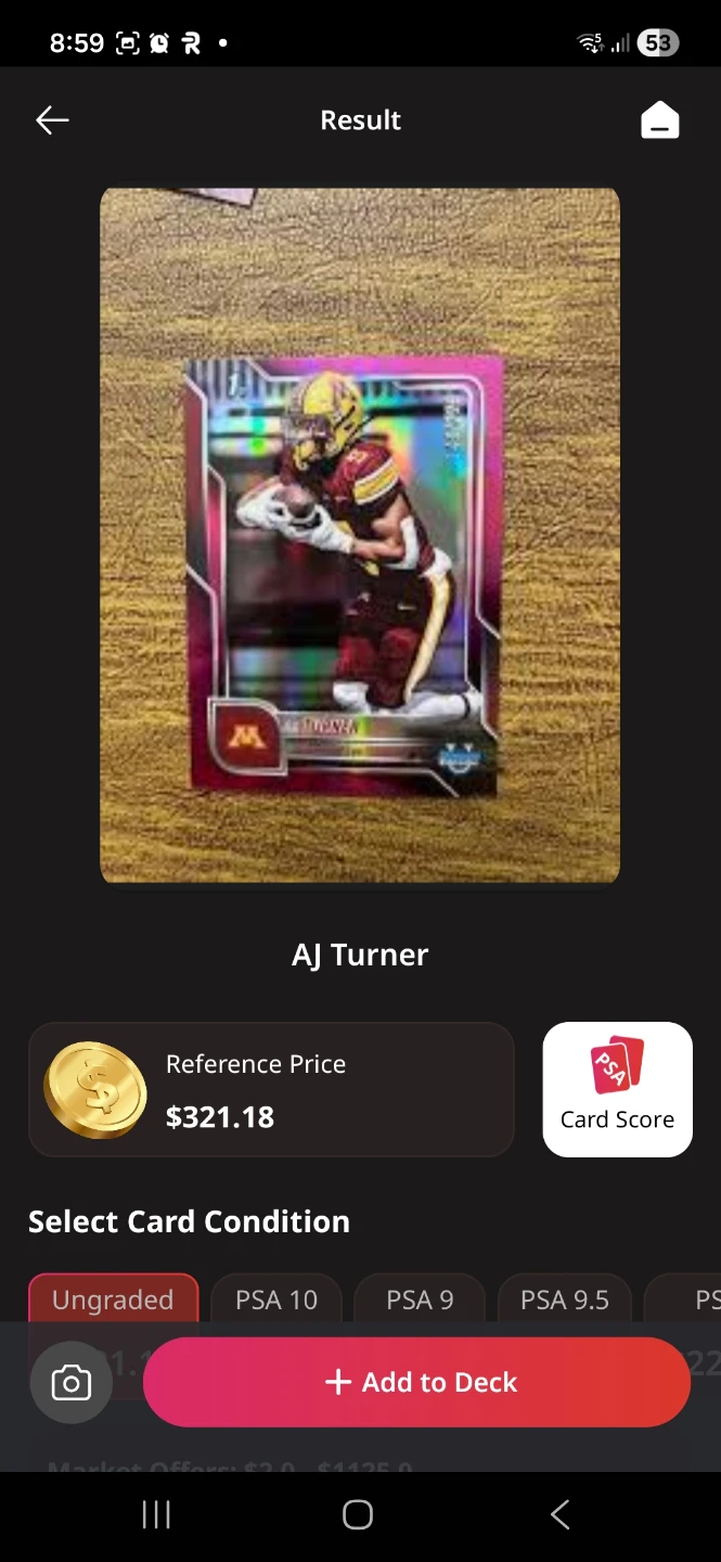 AJ Turner Football Card - photo 2