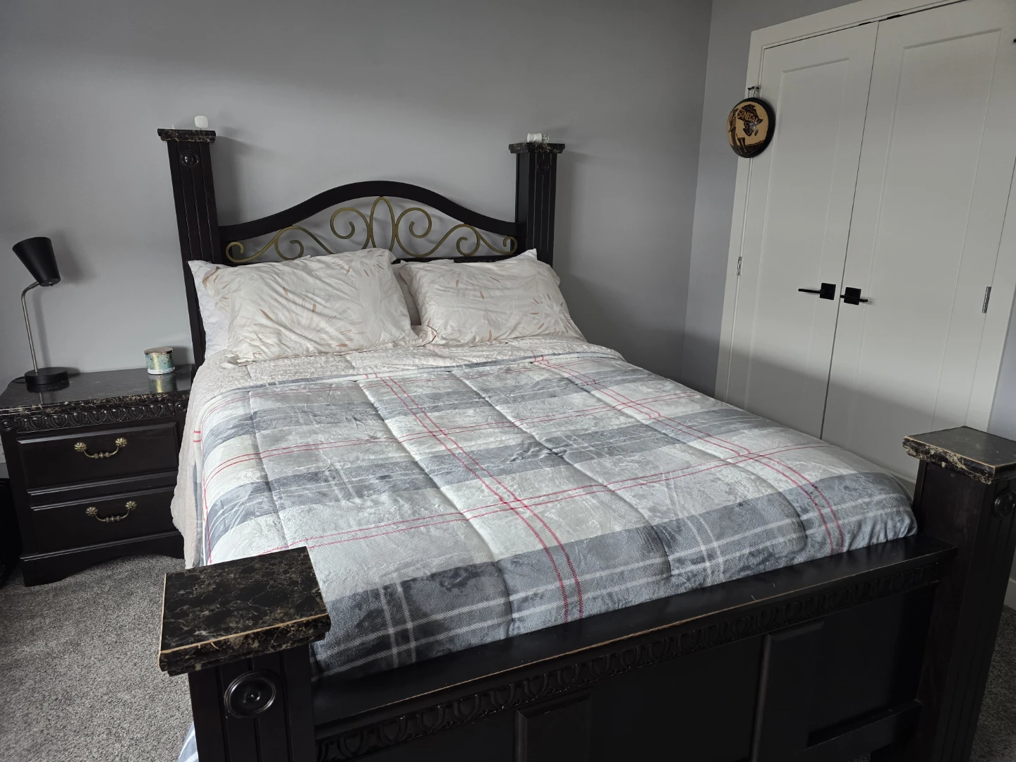 Dark Wood Bedroom Set with Marble Accents - photo 2