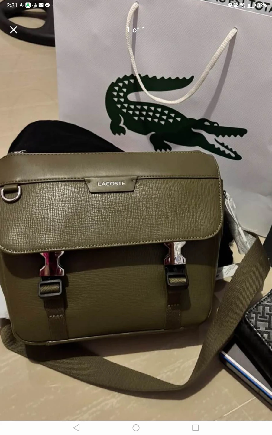 Lacoste Messenger Bag - Olive Green