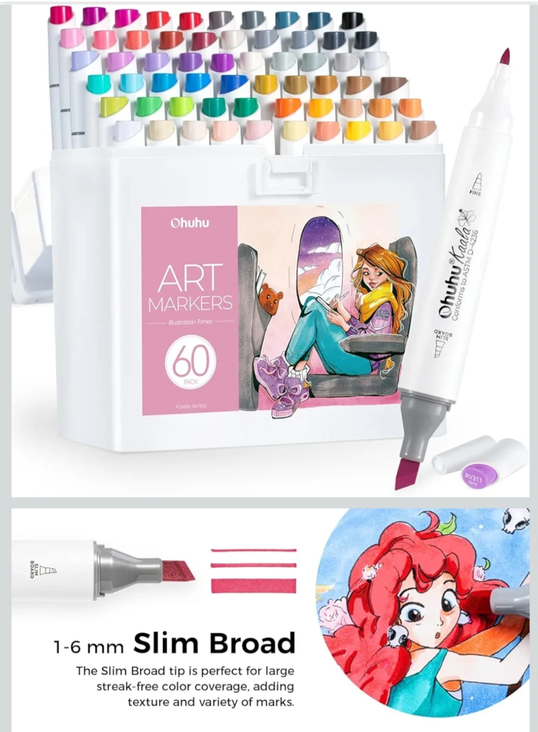 Ohuhu Kaala Series Art Markers - 60 Pack - Illustration Tones - photo 3