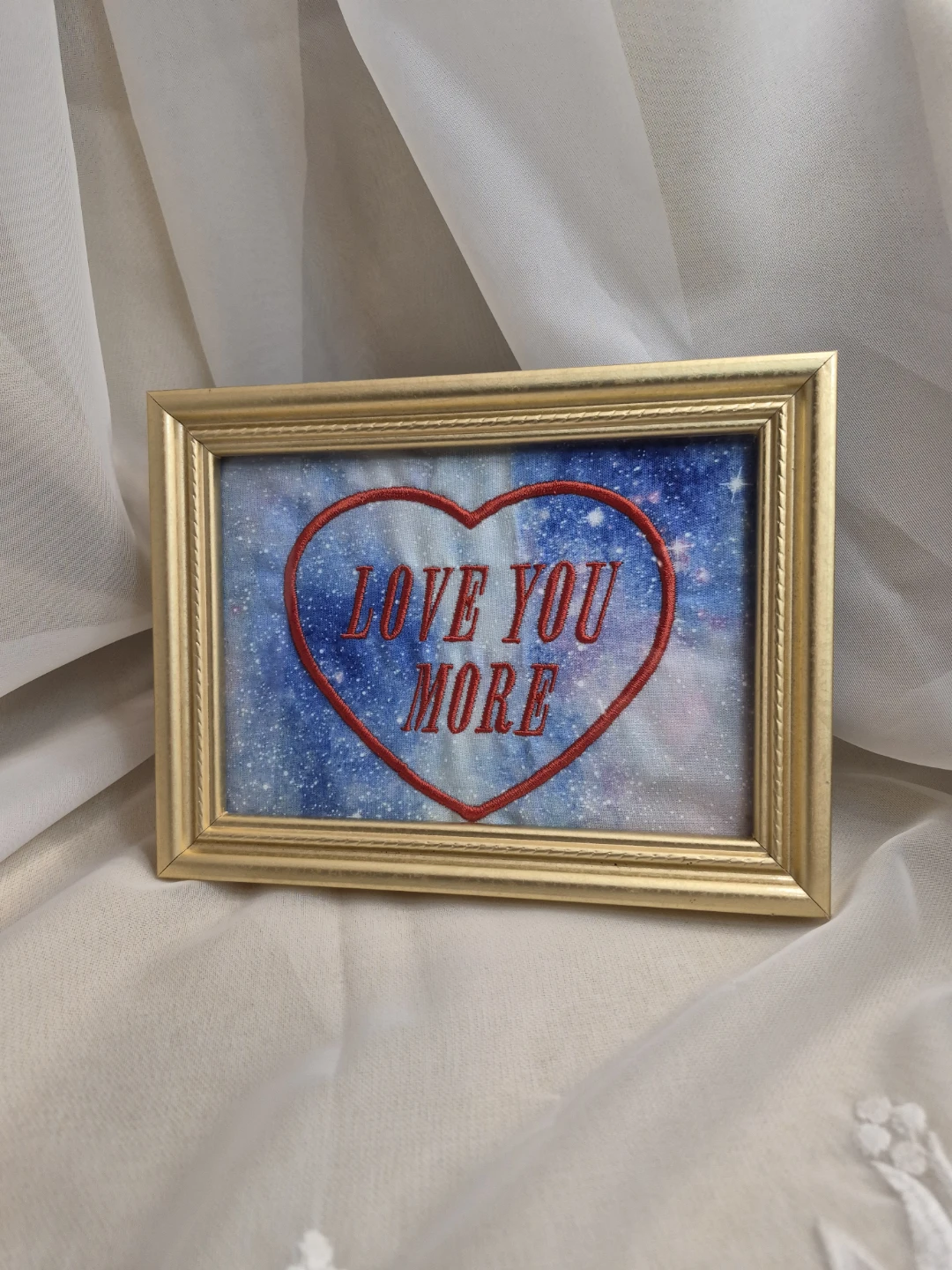 Love You More Framed Embroidered 5x7 Wall Decor