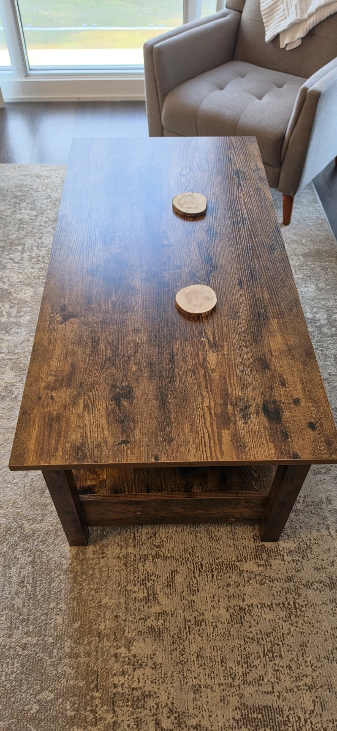 47" Lift Top Coffee Table with Drawers and Hidden Compartment