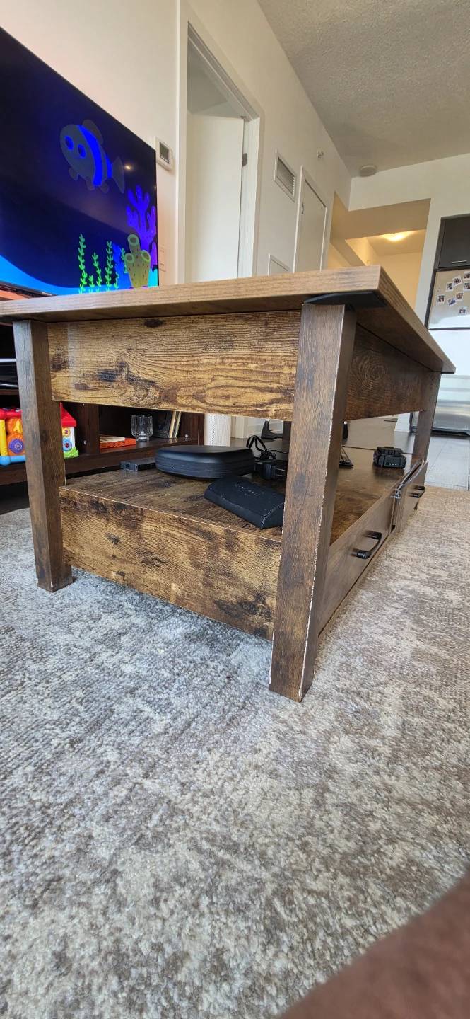 47" Lift Top Coffee Table with Drawers and Hidden Compartment - photo 3