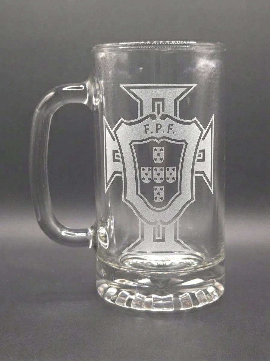 Portugal FPF Crest Glass Beer Mug