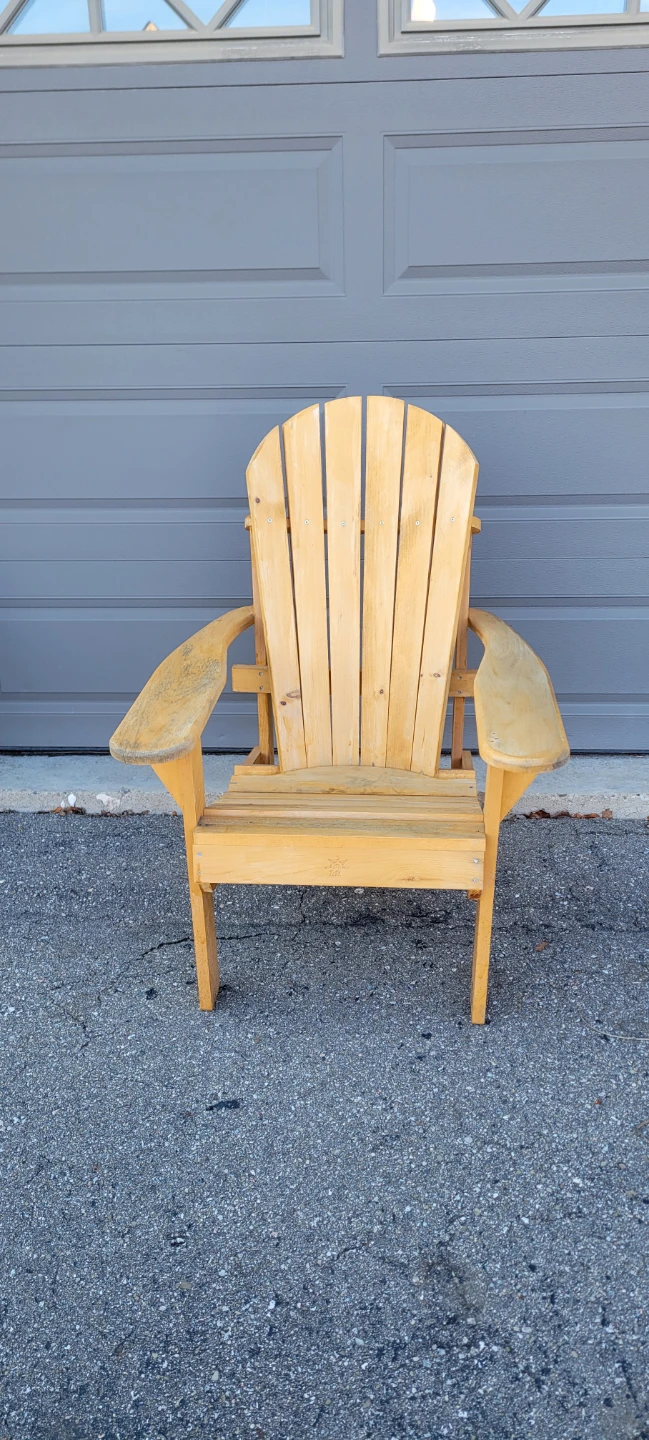 Upright Muskoka chair assembled and stained