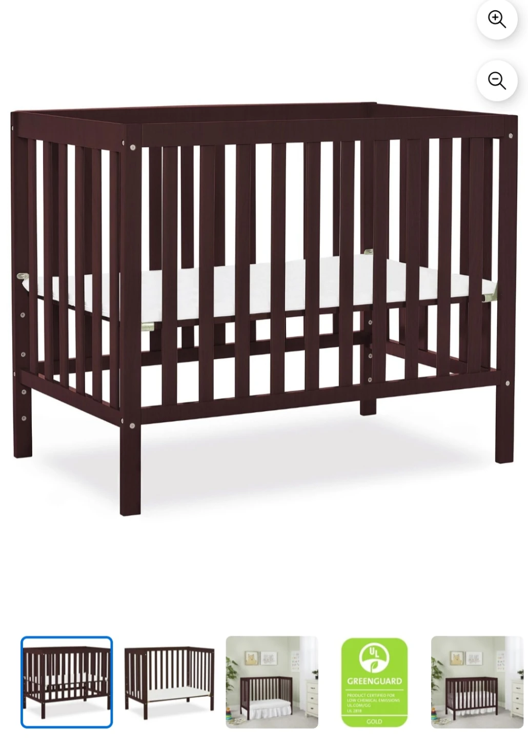 Dream On Me Aden Convertible Mini Crib - Espresso