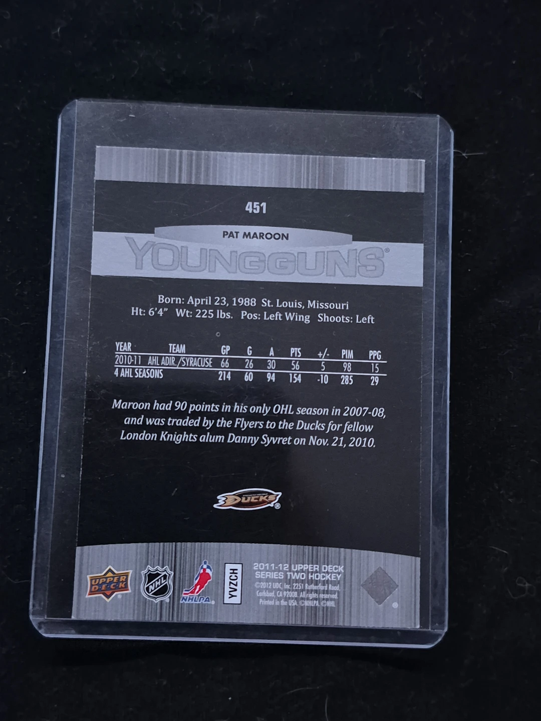 2011-12 Upper Deck Pat Maroon Young Guns Rookie Card - photo 2