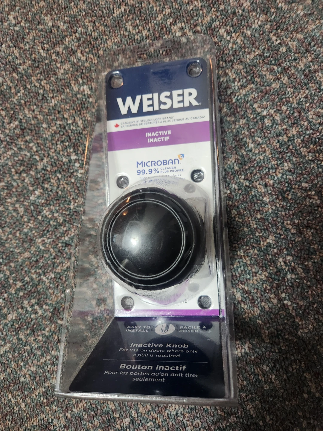 Weiser Black Inactive Door Knob