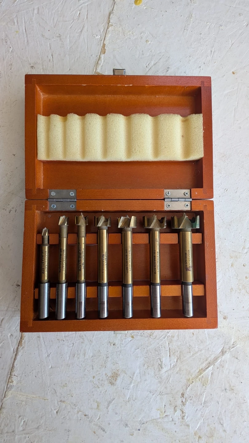 Set of Forstner Bits in Wooden Case