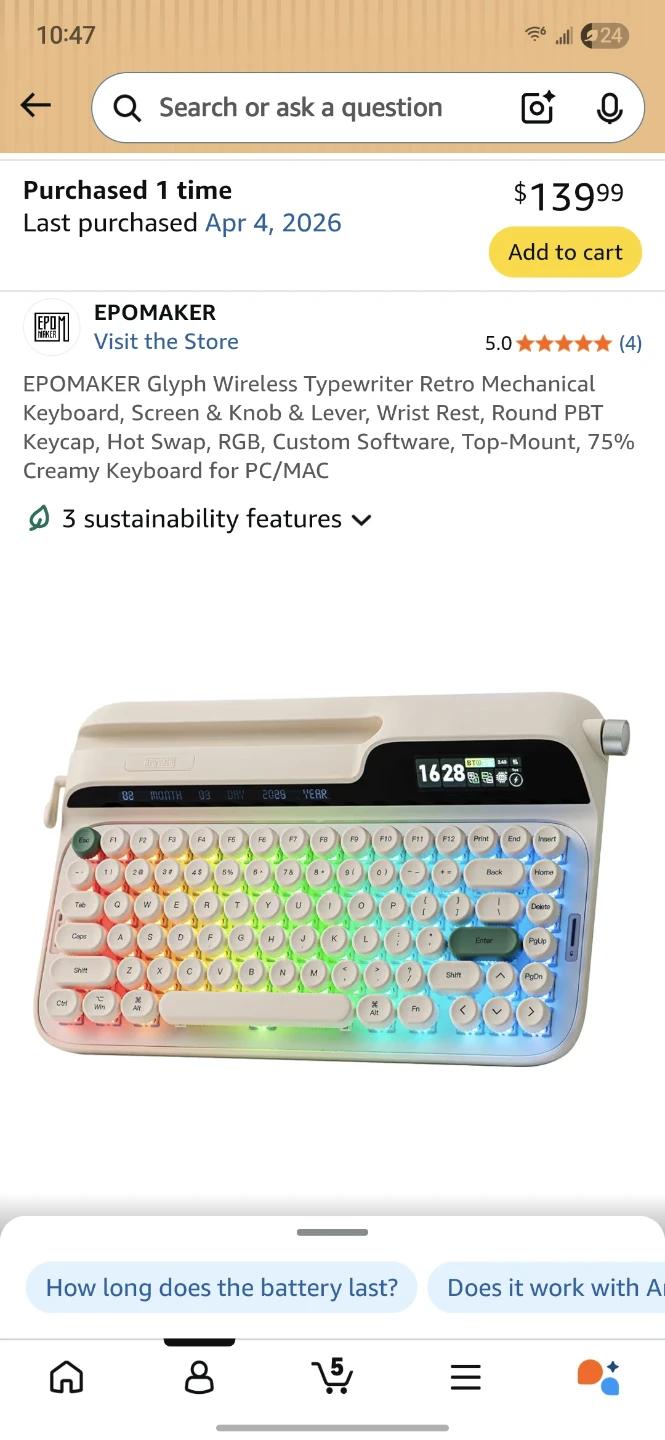 EPOMAKER Glyph Wireless Typewriter Retro Mechanical Keyboard
